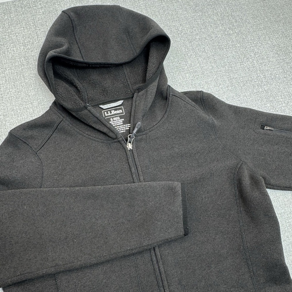 LL Bean Jacket Womens Small Gray Fleece Full Zip Long Sleeves Sweatshirt Hoodie